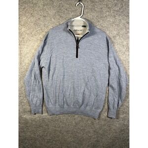 Orvis Mens XL Merino Wool Quarter Zip Sweater Blue Heather Fly Fishing 302450